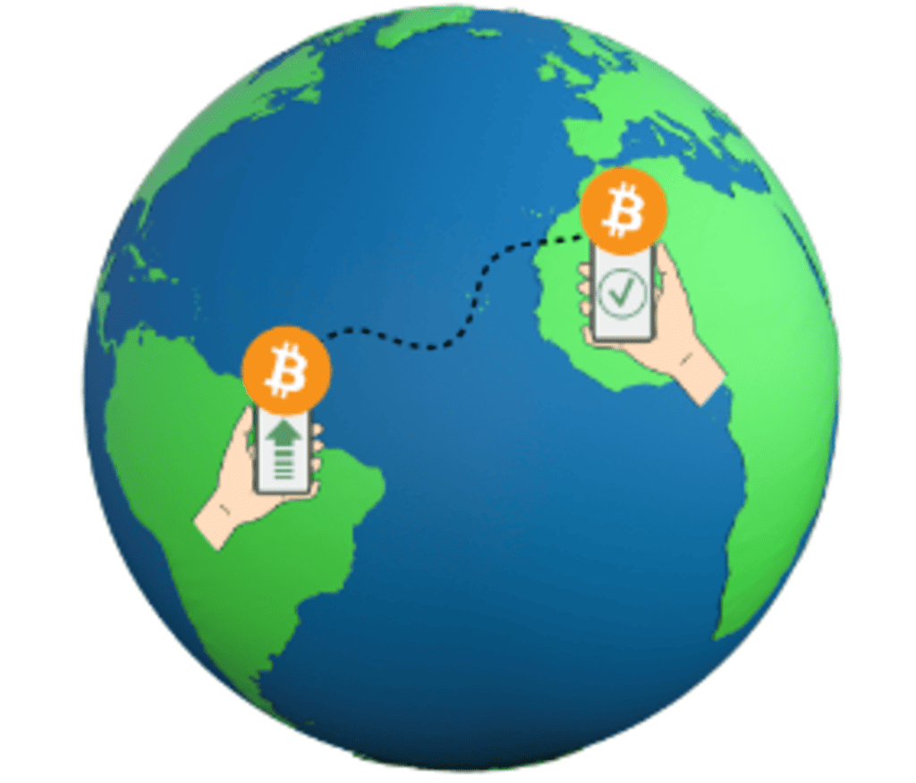 A globe with hands holding phones Description automatically generated
